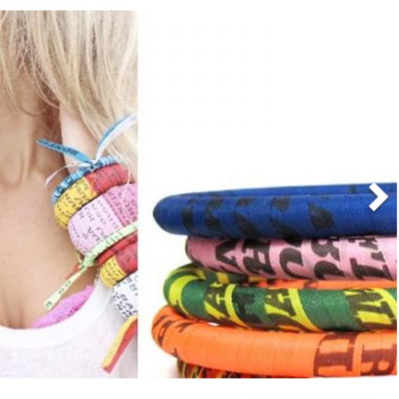 SET of 3 -Natural Ribbon Bangles/Charm - Picture 2 of 8